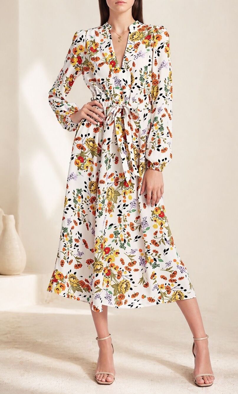 NWOT byTimo Floral Print Tie-waist Maxi Dress In Lemon Charm, Small $250